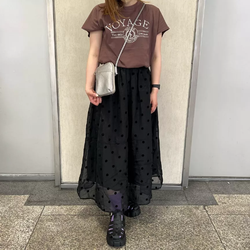 フロッキードット柄フレアスカート [M3888] - レディースファッション