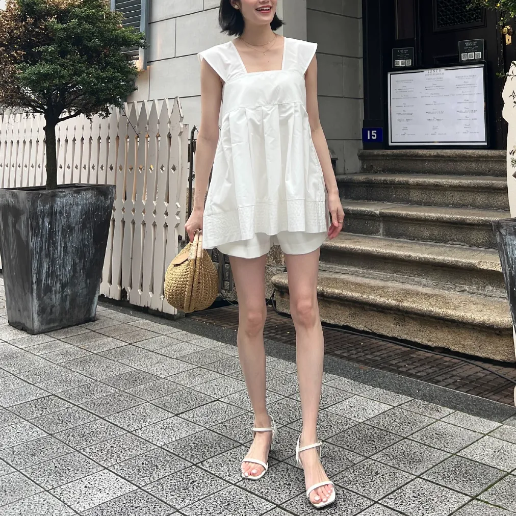 鈴乃さんコラボ ] ウエスト調節OKタックショートパンツ [M4010