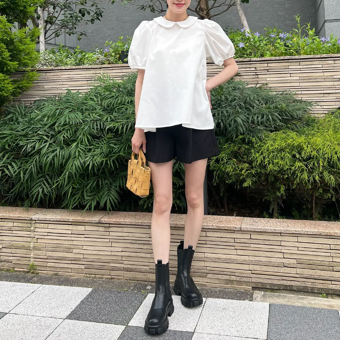 鈴乃さんコラボ ] ウエスト調節OKタックショートパンツ [M4010