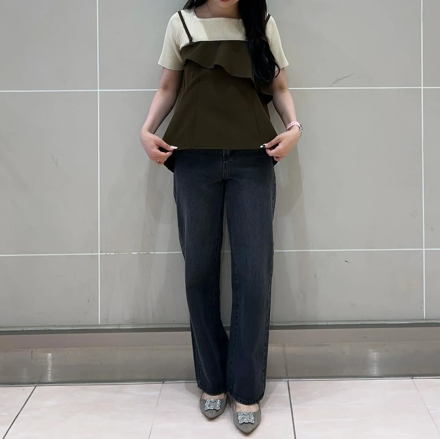 nagisa シアーパンツスカート（セール】リラックスブラウス×スカート  