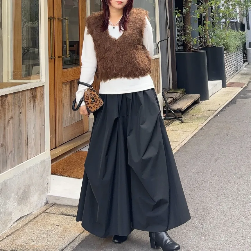 タックボリューミーロングスカート [M4124] - レディースファッション