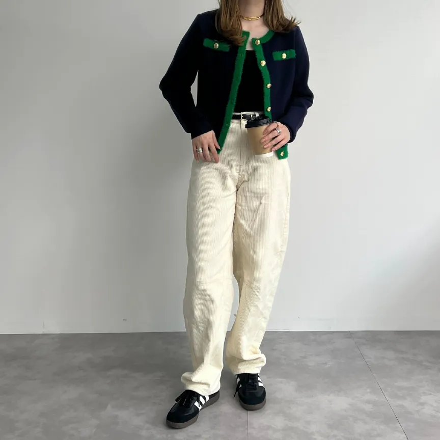 パイピングシャギーニットジャケットカーディガン [C7379]｜今