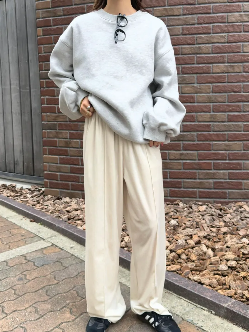 センターシームベロアワイドパンツ [M4293] - レディースファッション
