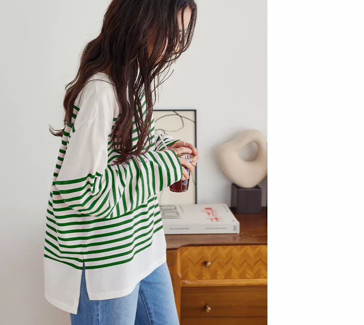 【売れました】enquete(アンケート)グリーンボーダートップス 売れました】enquete(アンケート)グリーンボーダートップス