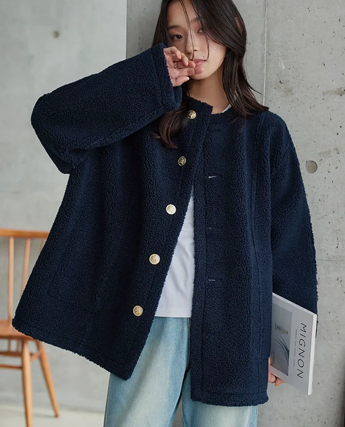 美品‼️バボラ　ネイビー　ファースコート　もこもこ　テニス　ボア素材 最旬ファー・ボアアイテム特集|レディースファッション神戸レタス