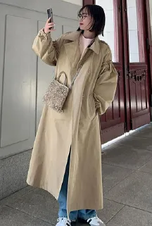 選べる2丈ギャザースリーブロングトレンチコート