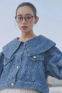 ビッグカラーツイードデニムジャケット