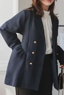 バルーンペプラムダブルボタンジャケット