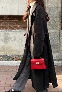 ウエストリボンデザインロングガウンコート