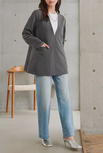 2点セット深Vネックプルオーバージャケット+センターシームパンツ