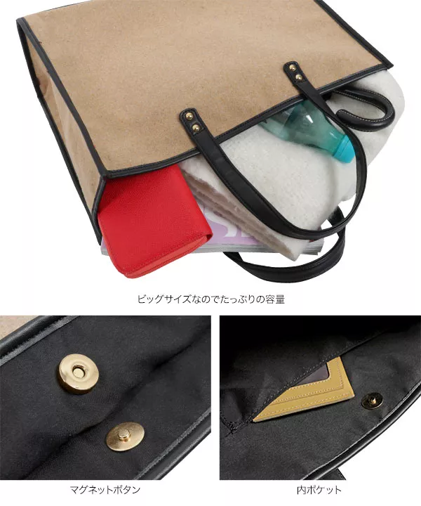 専用です　　スクエアトートバック キャンバススクエアトート外ポケット付 ナチュラル｜ノベルティ