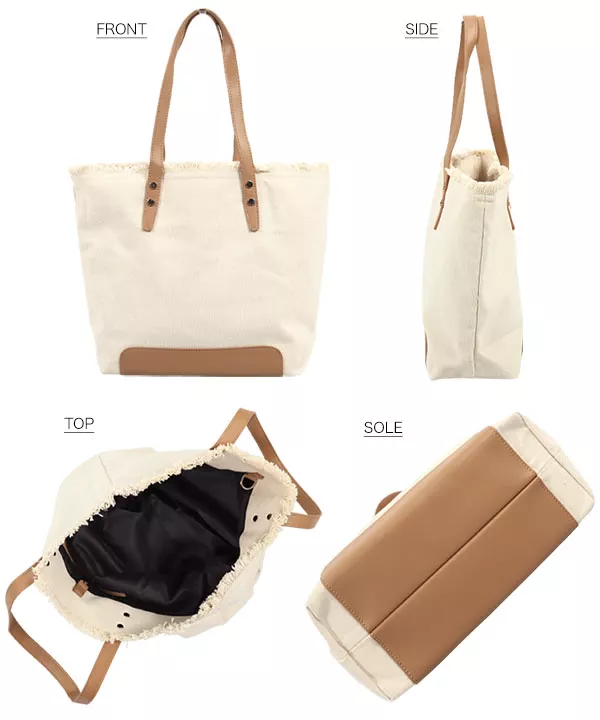 ATLAST&CO キャンバス　トートバッグ フリンジキャンバストートバッグ [B1427] - レディースファッション