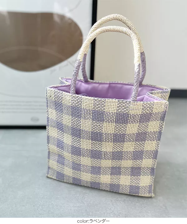 チェックボックストートバッグ [B1464] - レディースファッション通販