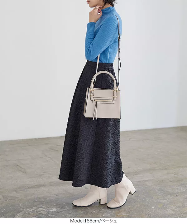 (Hide)V字ロゴ ショルダーバッグ セット ジップデザインスクエアショルダーバッグ [B1514] - レディース