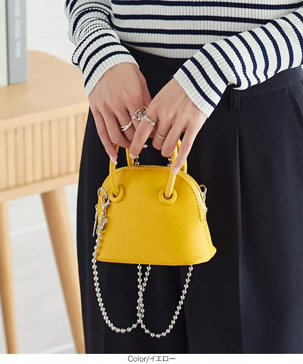 ボールチェーンショルダー付きミニバッグ [B1535] - レディース