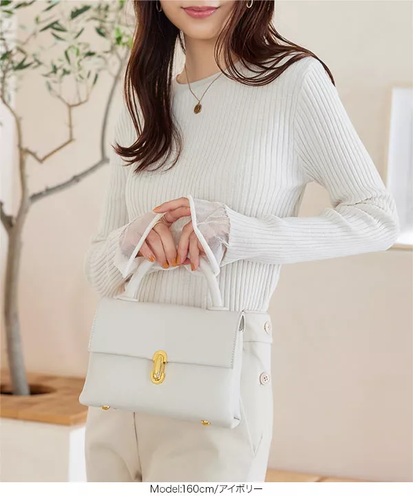 ゴールドバックルショルダーバッグ [B1550] - レディースファッション