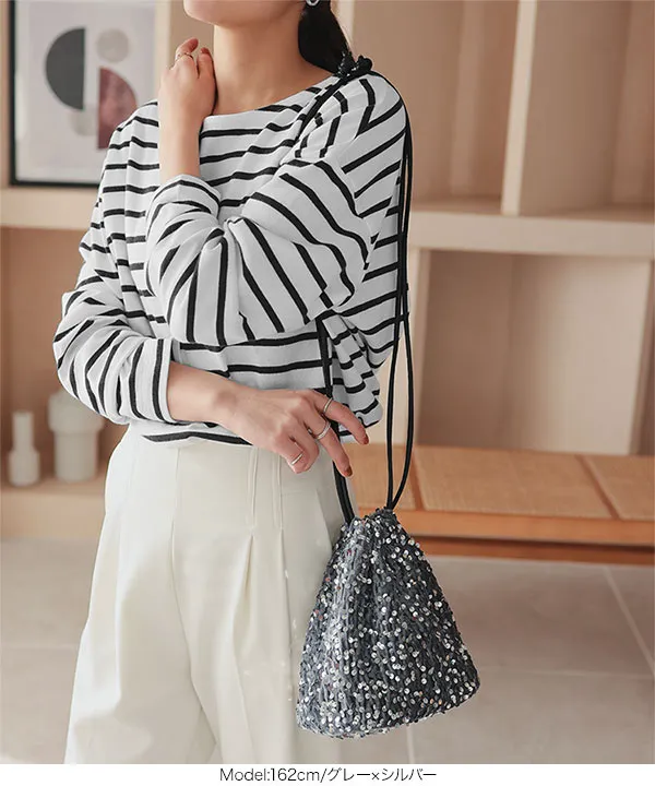 スパンコール巾着ショルダー [B1560] - レディースファッション通販