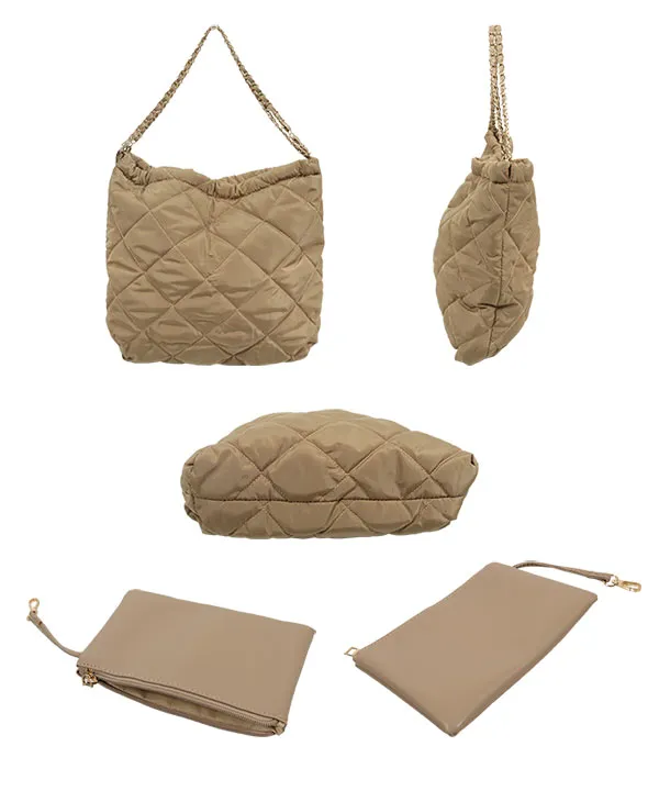 elegance グリーン キルティング ハンドバッグ タッセル付き elegance グリーン キルティング ハンドバッグ タッセル付き