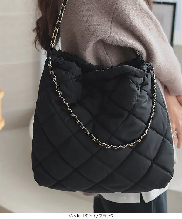ポーチ付き キルティングトートバッグ [B1578] - レディース