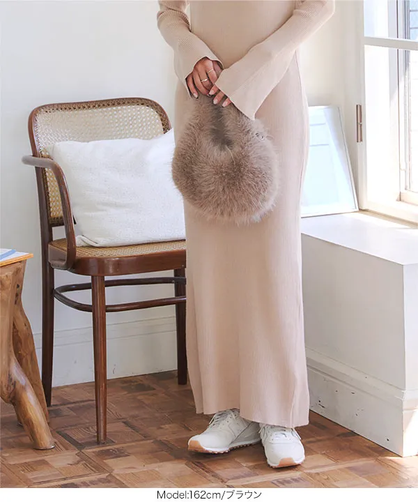 チェーンショルダー付きファーバッグ [B1596] - レディース