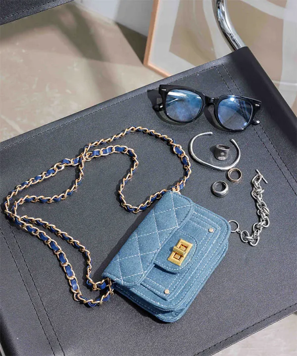 デニムチェーンショルダーバッグ [B1619] - レディースファッション