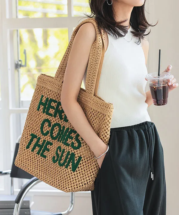 カラーロゴ雑材トートバッグ [B1623] - レディースファッション通販