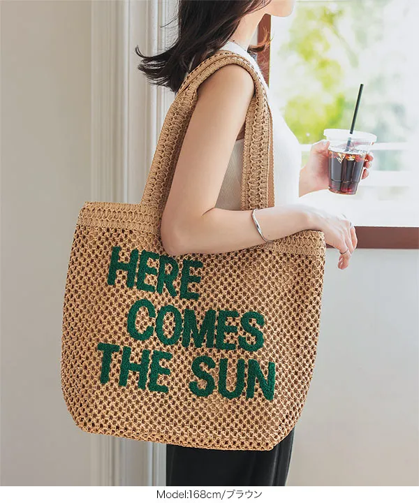 カラーロゴ雑材トートバッグ [B1623] - レディースファッション通販