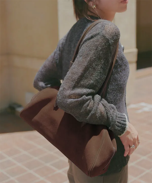 スウェードショルダーボストンバッグ [B1641] - レディース