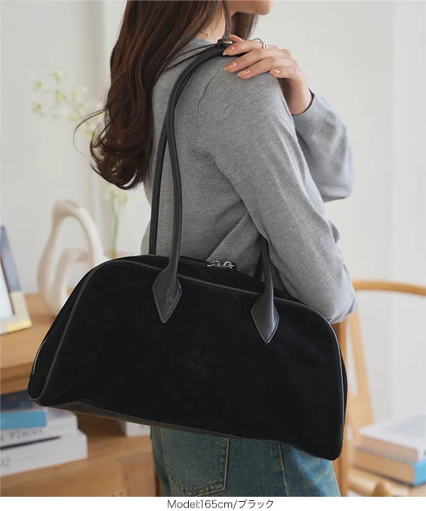 スウェードショルダーボストンバッグ [B1641] - レディース