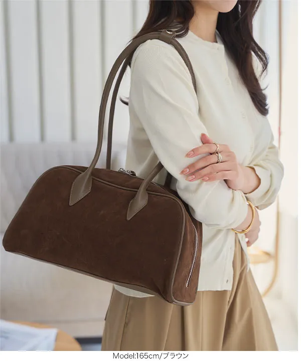 スウェードショルダーボストンバッグ [B1641] - レディース