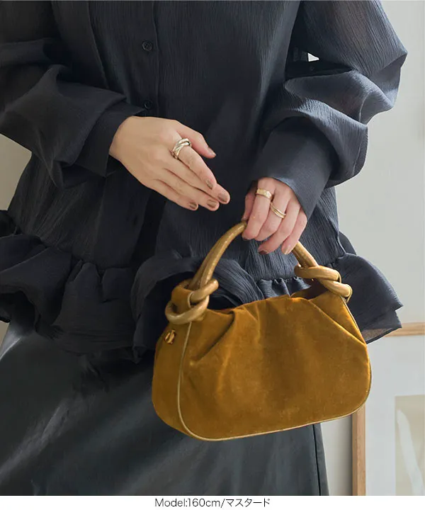 ショルダーベルト付きスエードタッチバッグ [B1648] - レディース