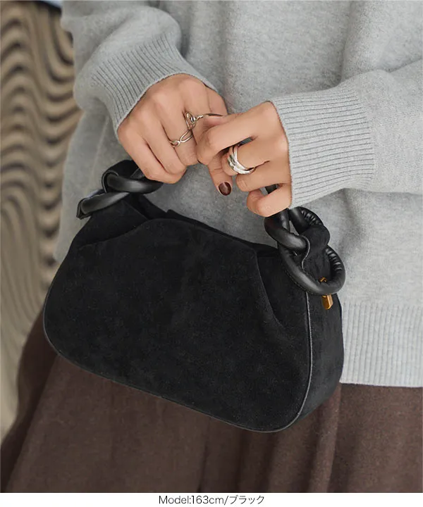 ショルダーベルト付きスエードタッチバッグ [B1648] - レディース