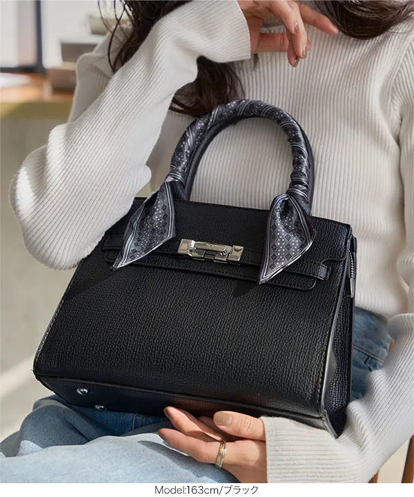 リボンスカーフ付きスクエアバッグ [B1652] - レディースファッション