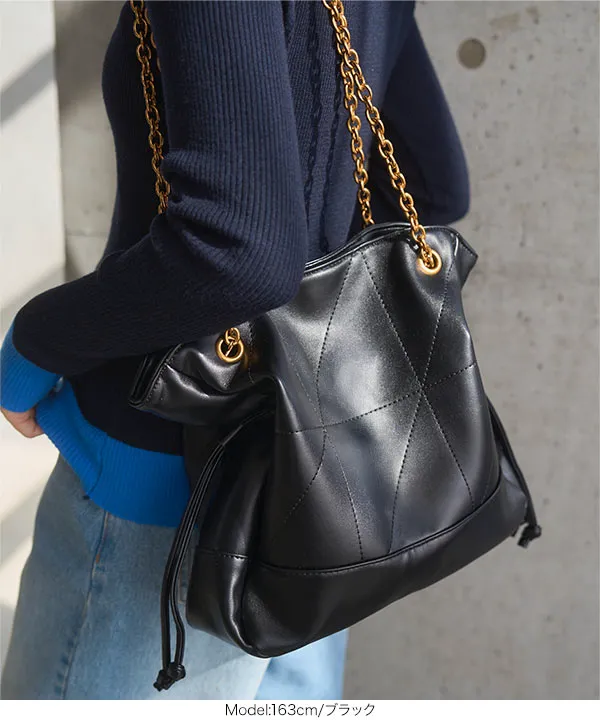 キルトデザインチェーンショルダーバッグ [B1654] - レディース