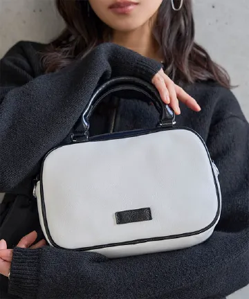 バイカラースクエアショルダーバッグ [B1671]