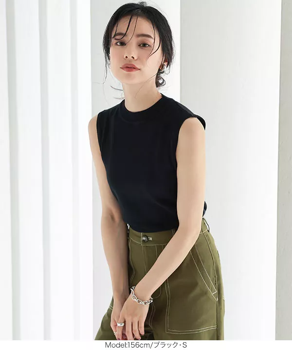 Katie - Katieノースリーブトップス ノースリーブ トップス レディース タンクトップ 無地 シンプル