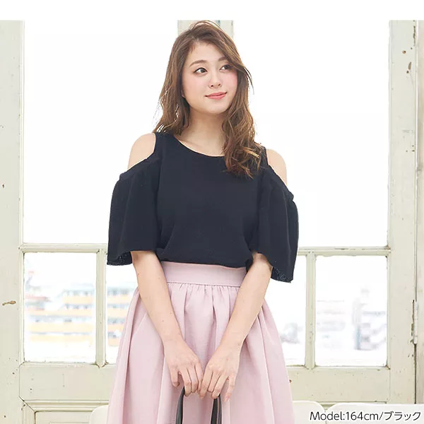 トップス K 肩開きフレア袖ニットトップス [C2543] - レディース