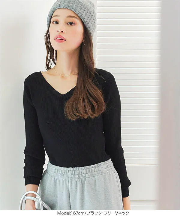 選べるタイプ] 定番リブニットトップス [C2717] - レディース