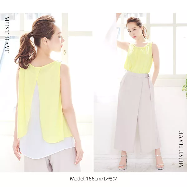 ビジュー付き☆シフォンタンクトップ [C2719] - レディース