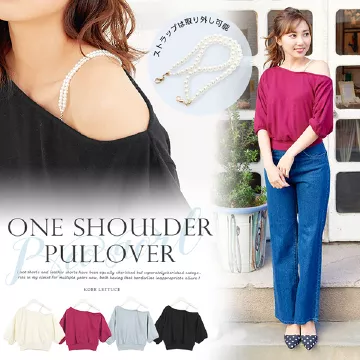 パールストラップ付☆ワンショルダープルオーバー[C3019]  　