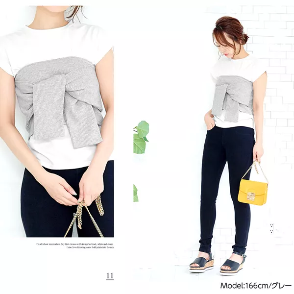 取り外しOK☆カットリボンビスチェ+シンプル白Tシャツ☆2セット