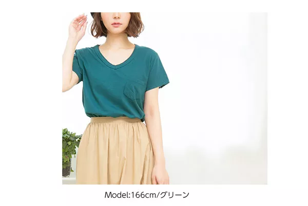 ポケット付きVネックTシャツ [C3317]  　