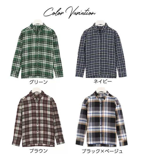 ボックスボタンダウンチェックシャツ [C3438]  　 | トップス全品送料無料！9/11(金)18:00〜9/14(月)朝11:59まで