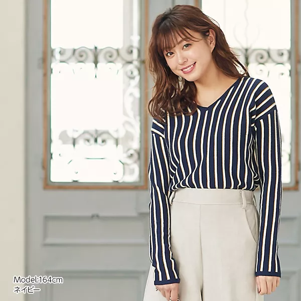 ストライプニット [C3503] | トップス全品送料無料！2/20(金)18:00〜2