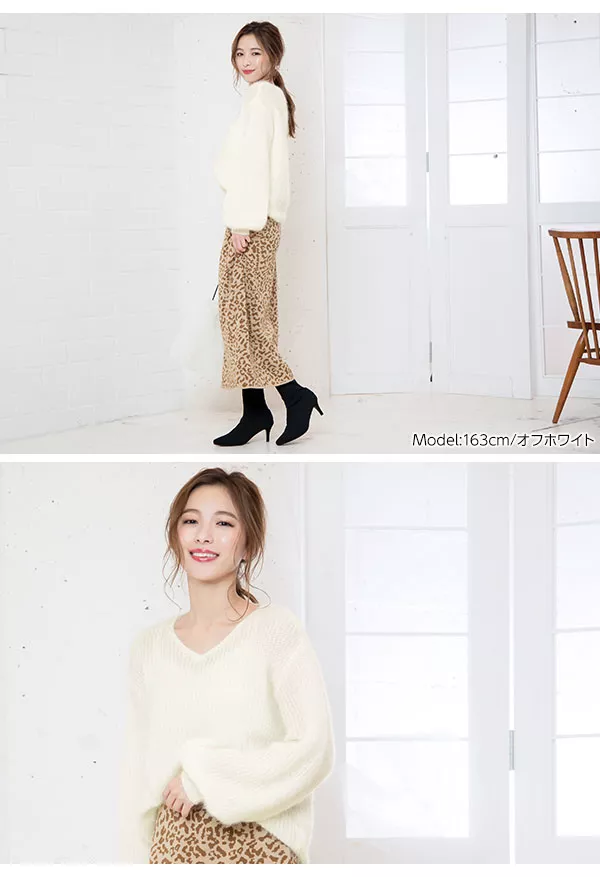 Vネックモヘアタッチニット [C3573]  　 | トップス全品送料無料！9/11(金)18:00〜9/14(月)朝11:59まで