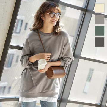 シャツレイヤード風スウェットトップス [C3705]  　