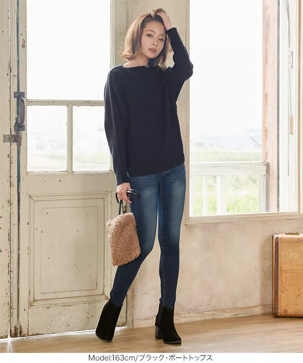 ボートネック/タートルネック ]着丈が選べるドルマンニット [ C3789