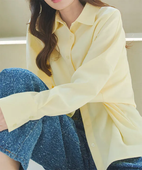 コットン混ルーズビッグシャツトップス [C3815] - レディース