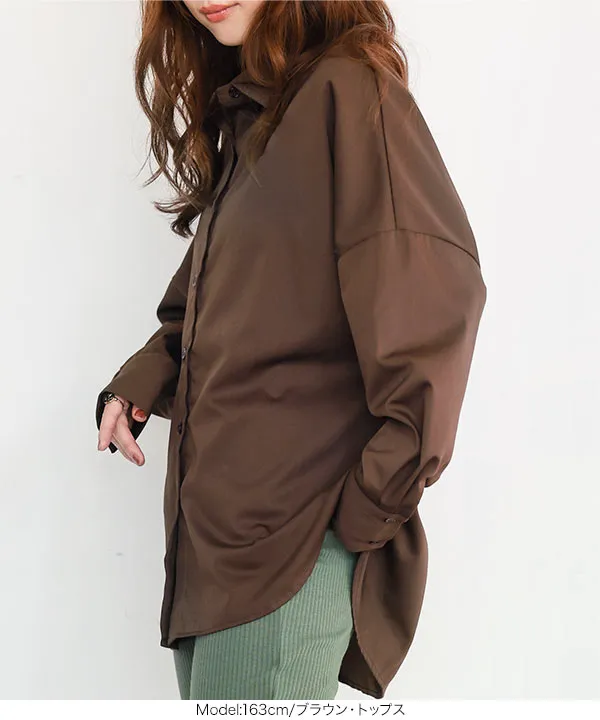 コットン混ルーズビッグシャツトップス [C3815] - レディース