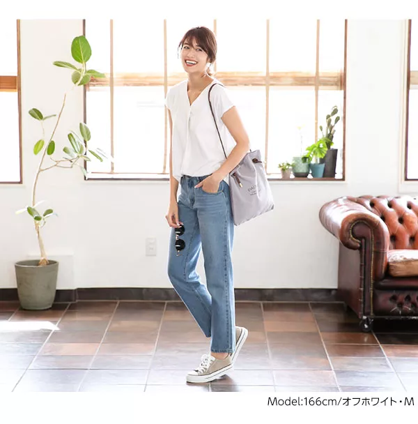 Vネックタックカットソーブラウス [C3913]　 | トップス全品送料無料！9/11(金)18:00〜9/14(月)朝11:59まで